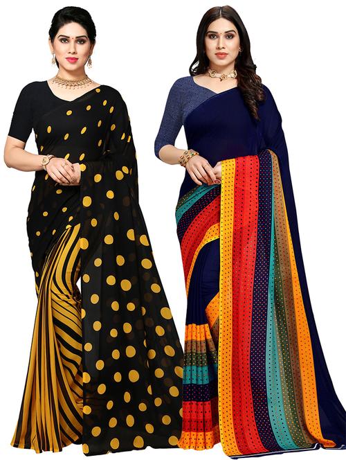 women pack of 2 casual wear combo sarees with blouse - 21478967 - Very Small Image - 1