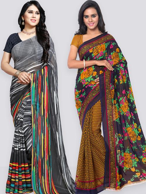 women pack of 2 casual wear combo sarees with blouse - 21479015 - Very Small Image - 1