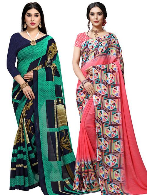 women pack of 2 casual wear combo sarees with blouse - 21479060 - Very Small Image - 1