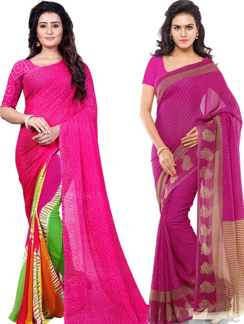 women pack of 2 casual wear combo sarees with blouse - 21479077 - Very Small Image - 1
