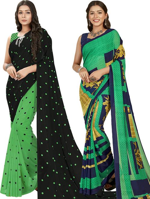women pack of 2 casual wear combo sarees with blouse - 21479150 - Very Small Image - 1