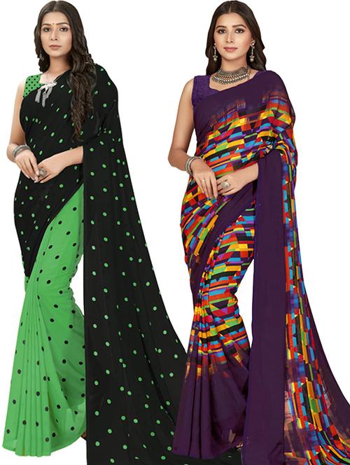 women pack of 2 casual wear sarees with blouse - 21479157 - Very Small Image - 1