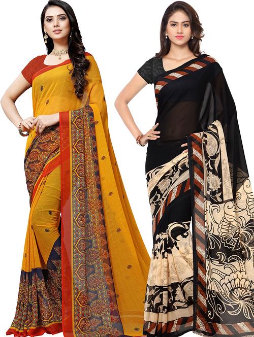women pack of 2 casual wear combo sarees with blouse - 21479211 - Very Small Image - 1