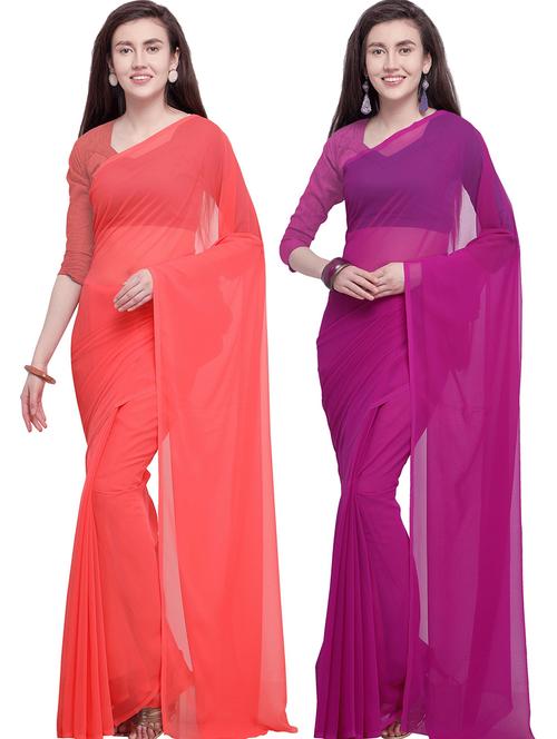 women pack of 2 casual wear combo sarees with blouse - 21479229 - Very Small Image - 1
