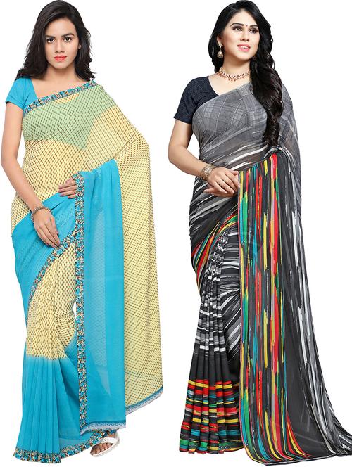 women pack of 2 casual wear combo sarees with blouse - 21479240 - Very Small Image - 1