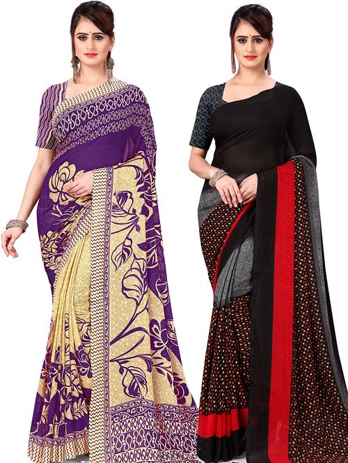 women pack of 2 casual wear combo sarees with blouse - 21479264 - Very Small Image - 1