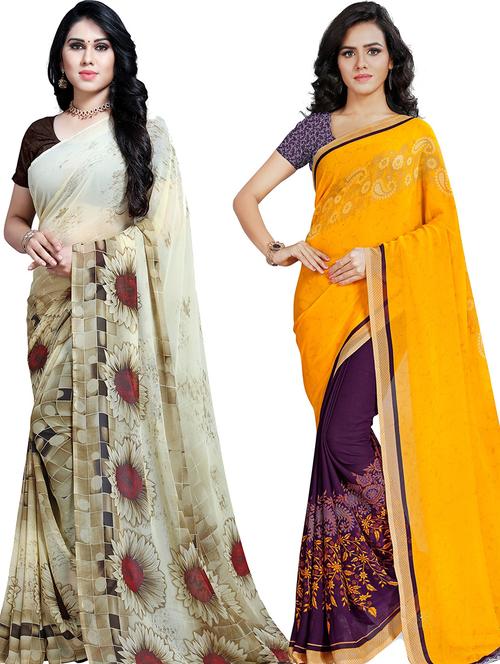 women pack of 2 casual wear combo sarees with blouse - 21479394 - Very Small Image - 1
