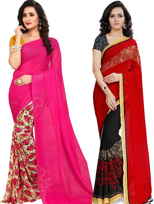 women pack of 2 casual wear combo sarees with blouse - 21479396 - Very Small Image - 1