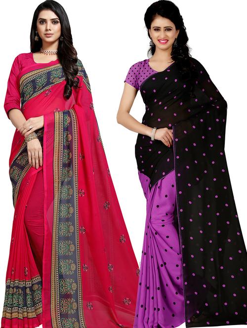 women pack of 2 casual wear combo sarees with blouse - 21479399 - Very Small Image - 1