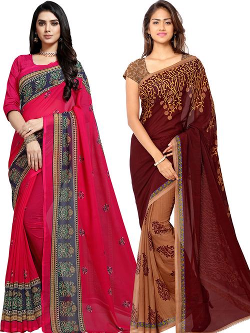 women pack of 2 casual wear combo sarees with blouse - 21479423 - Very Small Image - 1
