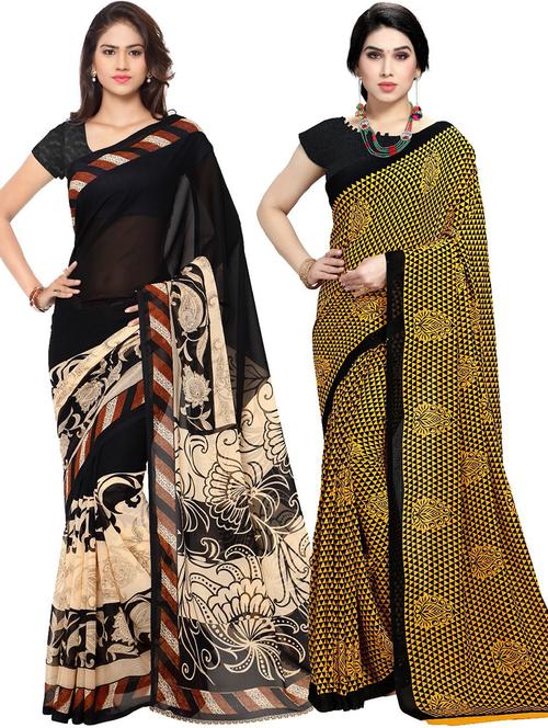 women pack of 2 casual wear combo sarees with blouse - 21479476 - Very Small Image - 1