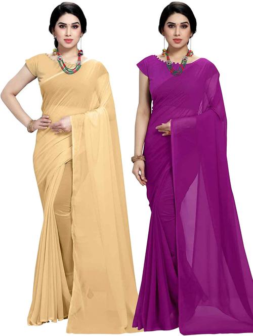 women pack of 2 casual wear combo sarees with blouse - 21479544 - Very Small Image - 1