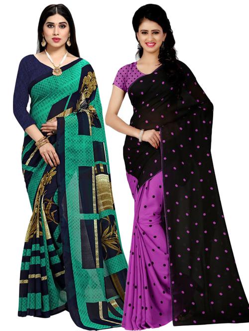 women pack of 2 casual wear combo sarees with blouse - 21479643 - Very Small Image - 1