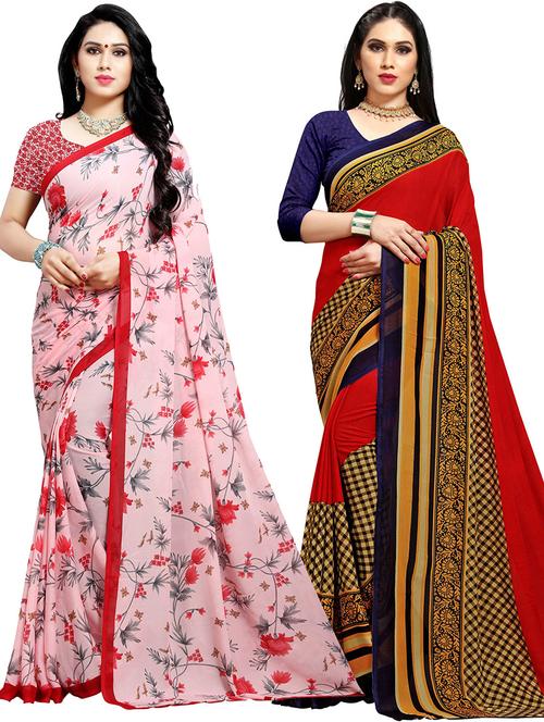 women pack of 2 casual wear combo sarees with blouse - 21479667 - Very Small Image - 1