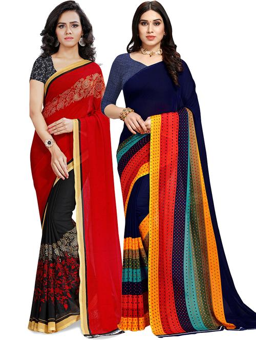 women pack of 2 casual wear combo sarees with blouse - 21479699 - Very Small Image - 1