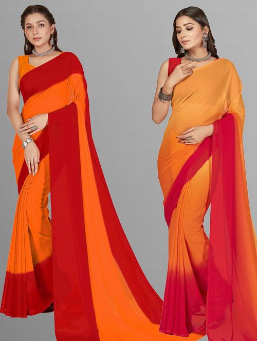 women pack of 2 casual wear combo sarees with blouse - 21479812 - Very Small Image - 1
