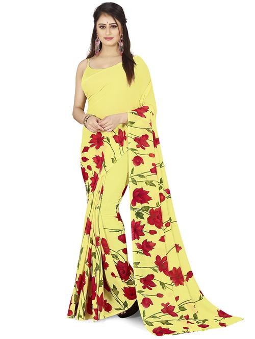 yellow georgette ready to wear saree - 21479847 - Very Small Image - 1