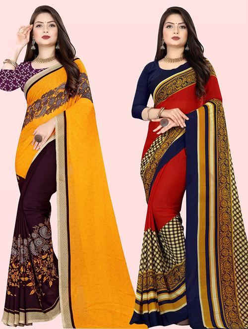 women pack of 2 casual wear sarees with blouse - 21479892 - Very Small Image - 1