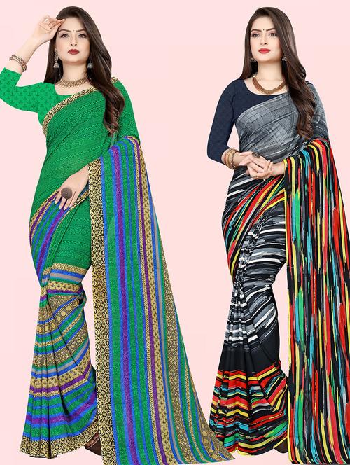 women pack of 2 casual wear combo sarees with blouse - 21480139 - Very Small Image - 1