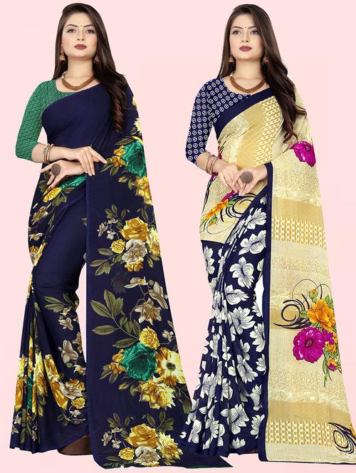 pack of 2 casual wear combo sarees - 21480331 - Very Small Image - 1