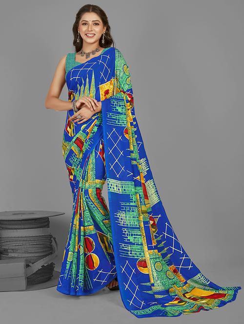 women casual wear georgette saree - 21480722 - Very Small Image - 1