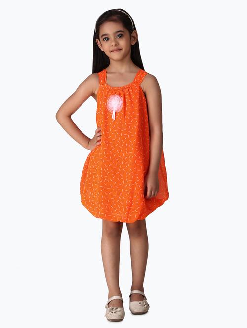 girl printed sleeveless polyester frock - 21481698 - Very Small Image - 1
