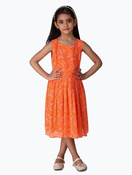 girl printed sleeveless polyester frock - 21481822 - Very Small Image - 1