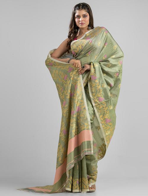 women self design handloom saree with blouse - 21481938 - Very Small Image - 1