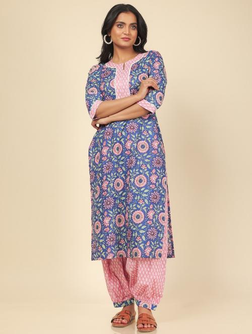women blue kurta salwar set - 21482317 - Very Small Image - 1
