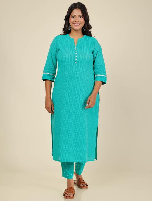 women turquoise kurta pant set - 21482378 - Very Small Image - 1