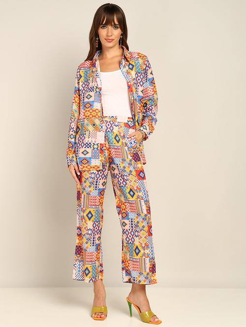 women multi coloured shirt & trouser co-ord set - 21482487 - Very Small Image - 1