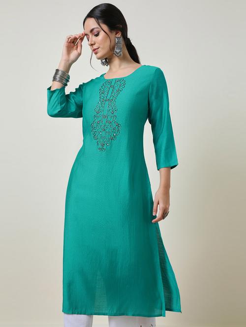 women three quarter sleeve straight kurta - 21482761 - Very Small Image - 1
