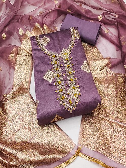 women embroidered unstitched suit set - 21483042 - Very Small Image - 1