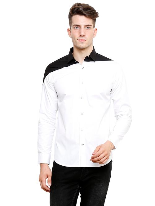men long sleeved color block casual shirt - 21483165 - Very Small Image - 1