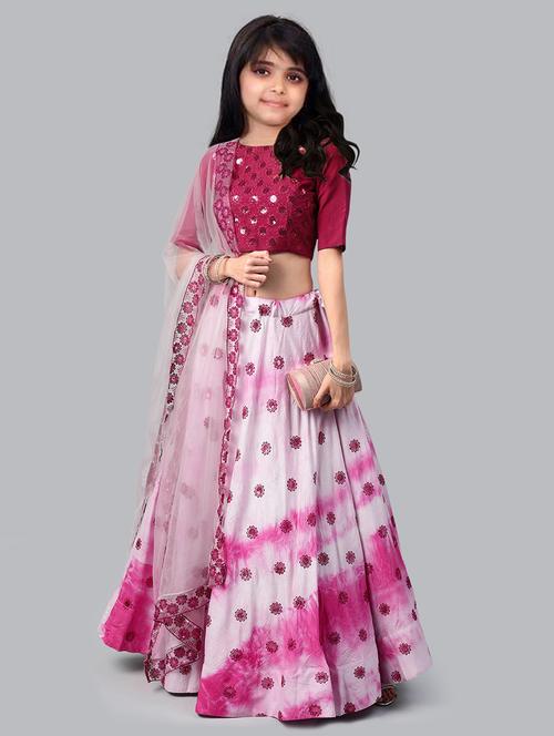 girls embroidered lehenga choli with dupatta - 21483819 - Very Small Image - 1