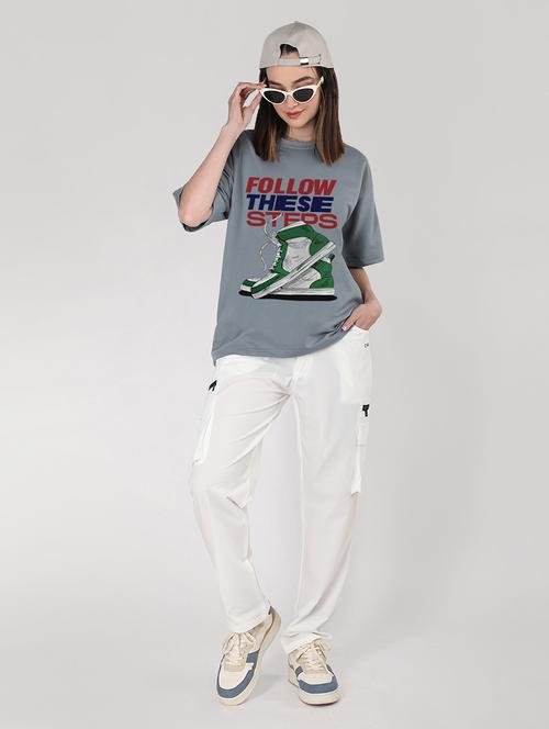 women round neck graphic oversized t-shirt - 21484017 - Very Small Image - 1