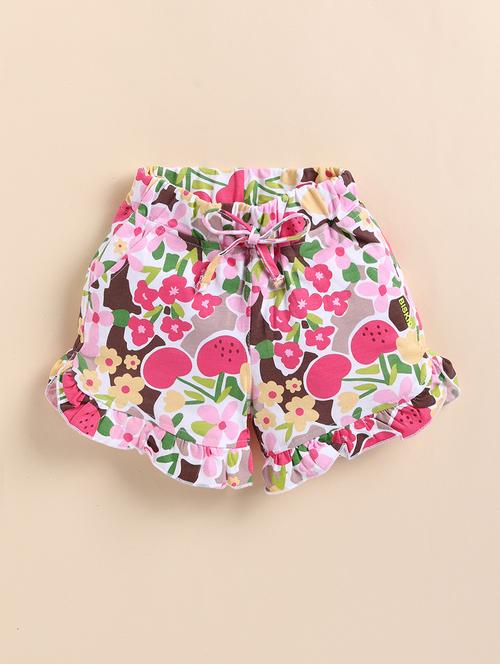 kids white printed cotton shorts - 21484454 - Very Small Image - 1