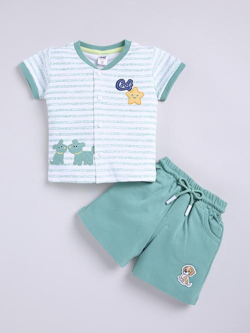kids sea green cotton shorts set - 21484561 - Very Small Image - 1