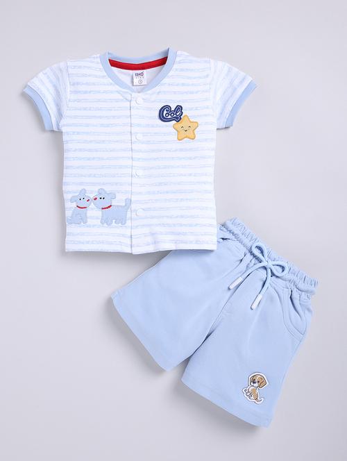 kids light blue cotton shorts set - 21484562 - Very Small Image - 1