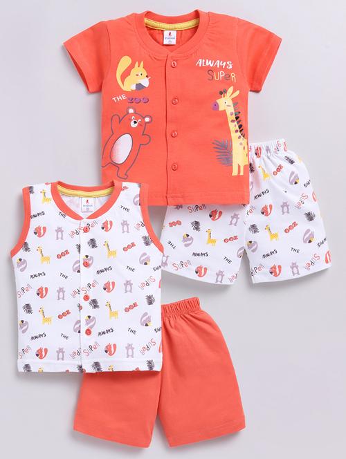 set of 2 kids orange cotton shorts set - 21484582 - Very Small Image - 1