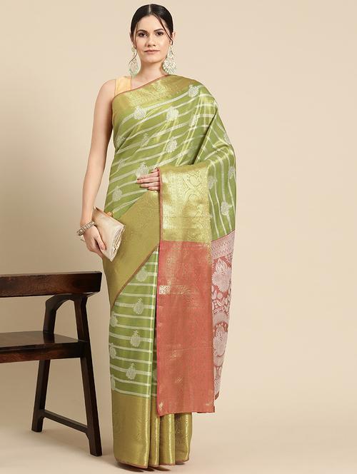 green silk bordered saree - 21485214 - Very Small Image - 1