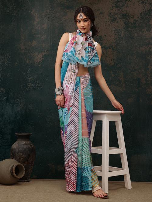 women multi color printed saree - 21485501 - Very Small Image - 1