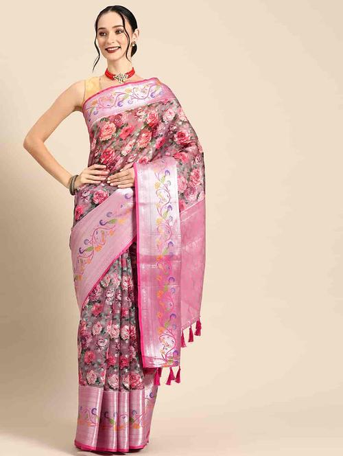 women self-design bordered saree with blouse - 21485842 - Very Small Image - 1