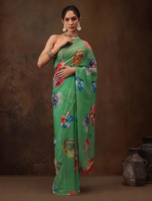 women printed casual saree with blouse - 21485867 - Very Small Image - 1