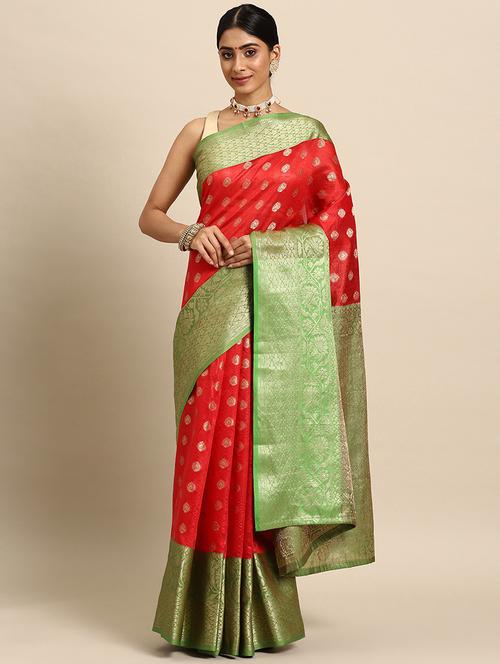 red art silk banarasi saree - 21485947 - Very Small Image - 1