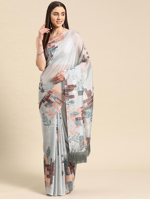 women printed casual saree with blouse - 21486004 - Very Small Image - 1