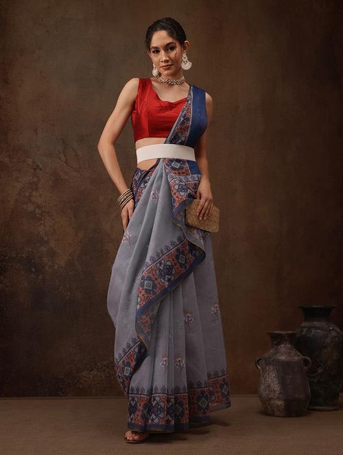 women printed casual saree with blouse - 21486015 - Very Small Image - 1