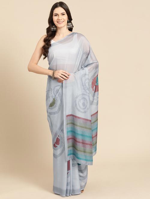 women grey printed saree - 21486070 - Very Small Image - 1