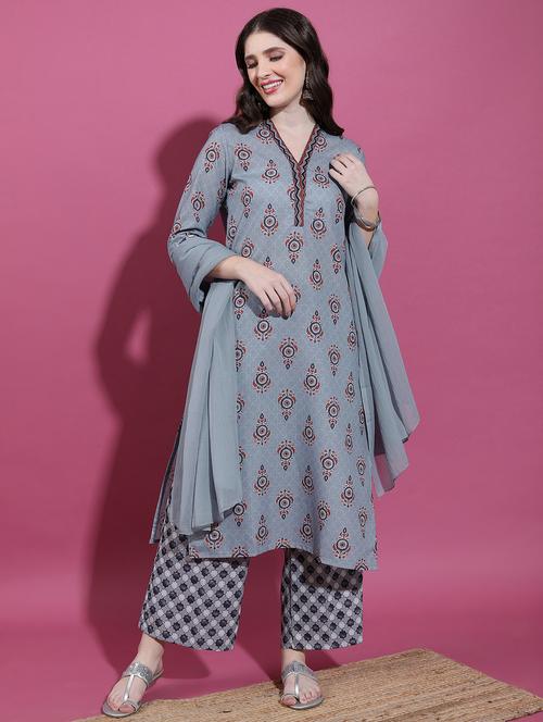 women printed kurta palazzo set with dupatta - 21486442 - Very Small Image - 1