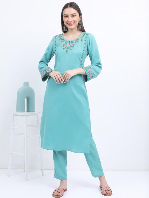 women light blue kurta pant set - 21488222 - Very Small Image - 1